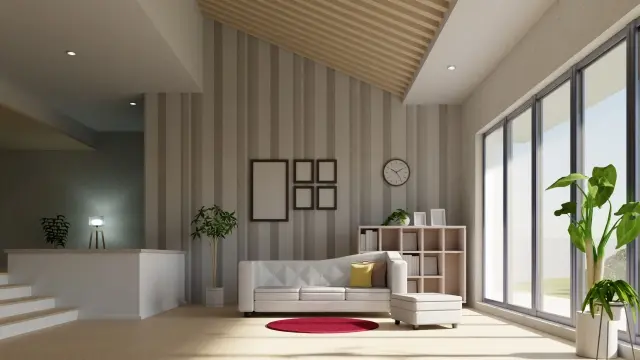 勾配天井のリビング