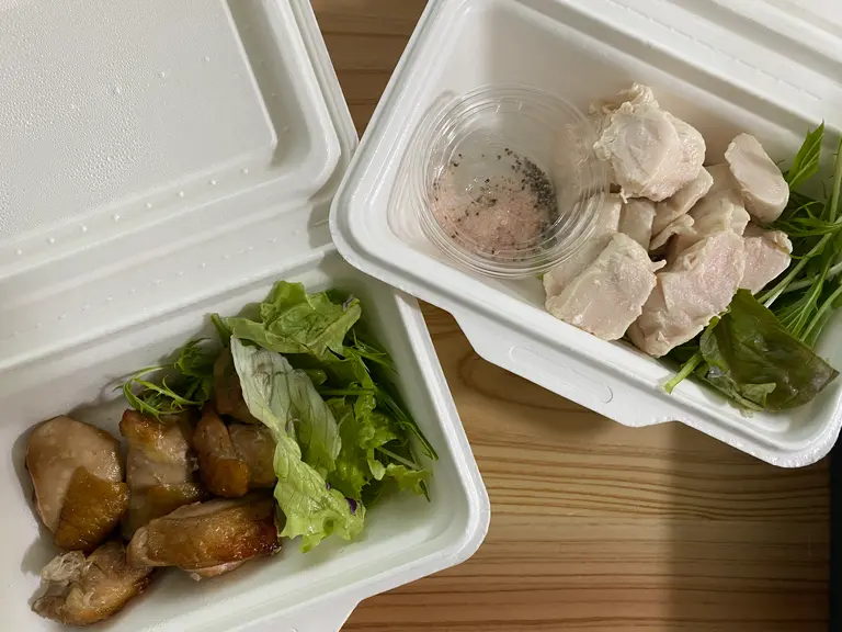 「もも肉生姜醤油（S）」「ささみ（S）―ピンク岩塩」