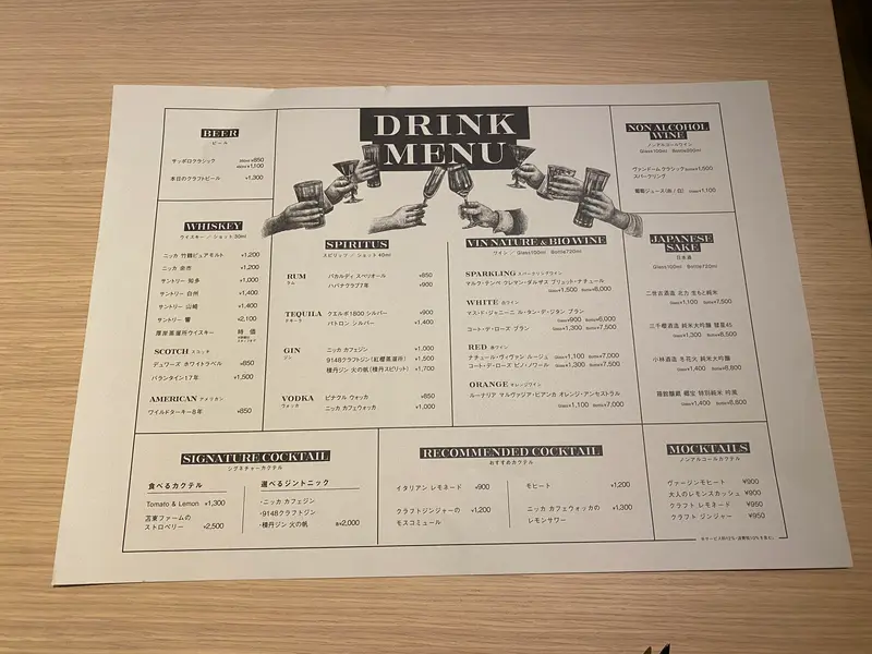 ドリンクメニュー