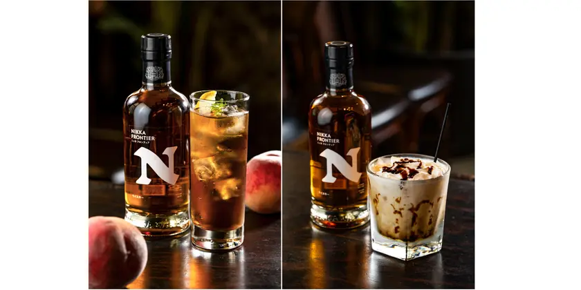 左から順にウヰスキー・ピーチティー、ウヰスキー・ハニーラテ