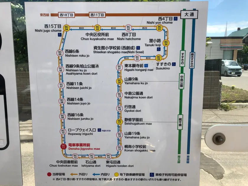 札幌市電の路線図